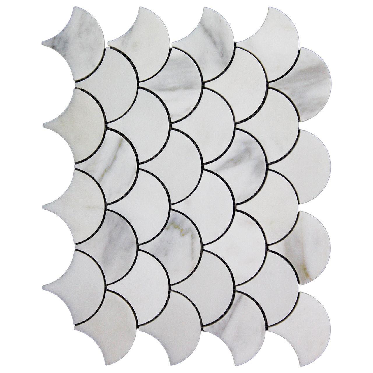 Calacatta Gold Marble Honed 3" Fan Mosaic Tile Calacatta Gold Marble Honed 3" Fan Mosaic Tile - American Tile Depot