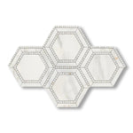 Calacatta Gold Marble Honed 5" Hexagon Combination Mosaic Tile w/ Calacatta Gold Border - American Tile Depot