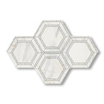 Calacatta Gold Marble Polished 5" Hexagon Combination Mosaic Tile w/ Calacatta Gold Border - American Tile Depot