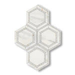 Calacatta Gold Marble Honed 5" Hexagon Combination Mosaic Tile w/ Calacatta Gold Border - American Tile Depot