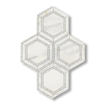 Calacatta Gold Marble Honed 5" Hexagon Combination Mosaic Tile w/ Calacatta Gold Border - American Tile Depot