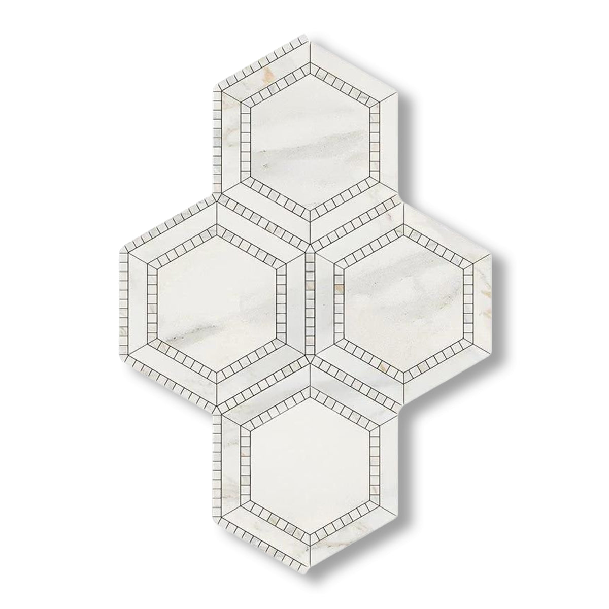 Calacatta Gold Marble Polished 5" Hexagon Combination Mosaic Tile w/ Calacatta Gold Border - American Tile Depot