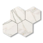 Calacatta Gold Marble Polished 6" Large Hexagon Mosaic Tile - American Tile Depot