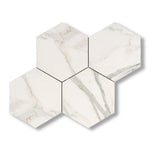 Calacatta Gold Marble Polished 6" Large Hexagon Mosaic Tile - American Tile Depot