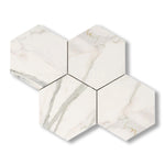 Calacatta Gold Marble Honed 6" Large Hexagon Mosaic Tile - American Tile Depot
