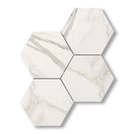 Calacatta Gold Marble Honed 6" Large Hexagon Mosaic Tile - American Tile Depot