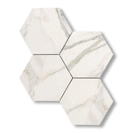 Calacatta Gold Marble Polished 6" Large Hexagon Mosaic Tile - American Tile Depot