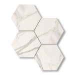 Calacatta Gold Marble Polished 6" Large Hexagon Mosaic Tile - American Tile Depot