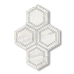 Calacatta Gold Marble Honed 5" Hexagon Combination Mosaic Tile w/ Calacatta Gold Border - American Tile Depot