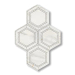 Calacatta Gold Marble Honed 5" Hexagon Combination Mosaic Tile w/ Calacatta Gold Border - American Tile Depot