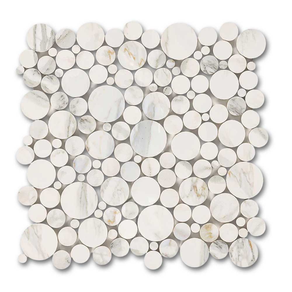 Calacatta Gold Marble Polished Bubbles Mosaic Tile