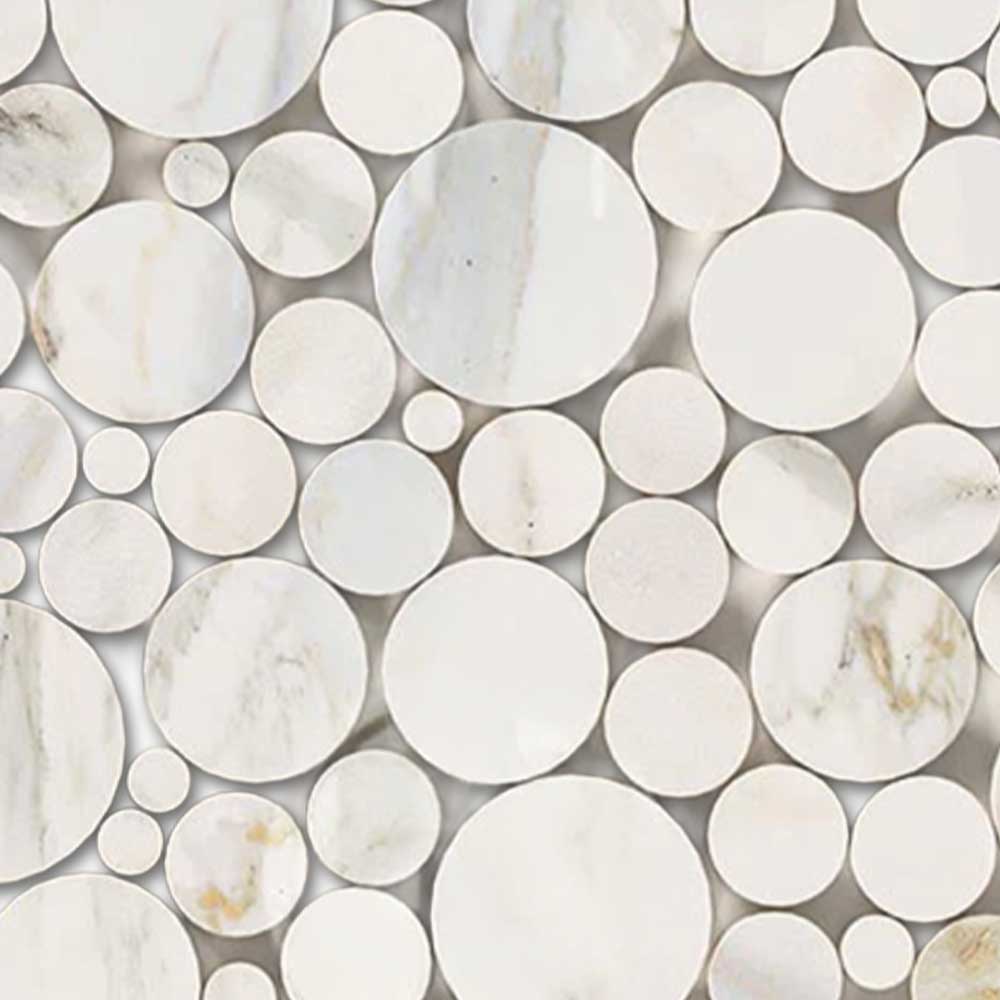 Calacatta Gold Marble Polished Bubbles Mosaic Tile