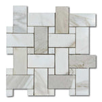 Calacatta Gold Marble Honed Large Basketweave Mosaic Tile w/ Calacatta Gold Dots Calacatta Gold Marble Honed Large Basketweave Mosaic Tile w/ Calacatta Gold Dots - American Tile Depot