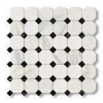Calacatta Gold Marble Honed Octagon Mosaic Tile w/ Black Dots - American Tile Depot