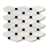 Calacatta Gold Marble Honed Octave Pattern Mosaic Tile w/ Black Dots - American Tile Depot