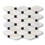 Calacatta Gold Marble Honed Octave Pattern Mosaic Tile w/ Black Dots - American Tile Depot