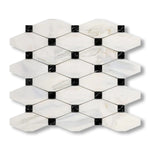 Calacatta Gold Marble Honed Octave Pattern Mosaic Tile w/ Black Dots - American Tile Depot