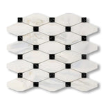 Calacatta Gold Marble Polished Octave Pattern Mosaic Tile w/ Black Dots - American Tile Depot