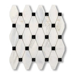 Calacatta Gold Marble Honed Octave Pattern Mosaic Tile w/ Black Dots - American Tile Depot