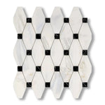 Calacatta Gold Marble Honed Octave Pattern Mosaic Tile w/ Black Dots - American Tile Depot