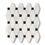 Calacatta Gold Marble Honed Octave Pattern Mosaic Tile w/ Black Dots - American Tile Depot