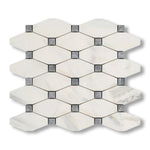 Calacatta Gold Marble Polished Octave Pattern Mosaic Tile w/ Blue-Gray Dots - American Tile Depot