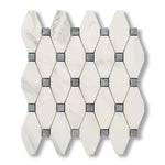 Calacatta Gold Marble Honed Octave Pattern Mosaic Tile w/ Blue-Gray Dots - American Tile Depot