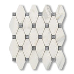 Calacatta Gold Marble Honed Octave Pattern Mosaic Tile w/ Blue-Gray Dots - American Tile Depot
