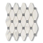 Calacatta Gold Marble Honed Octave Pattern Mosaic Tile w/ Blue-Gray Dots - American Tile Depot