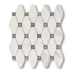 Calacatta Gold Marble Honed Octave Pattern Mosaic Tile w/ Blue-Gray Dots - American Tile Depot