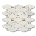 Calacatta Gold Marble Honed Octave Pattern Mosaic Tile w/ Calacatta Gold Dots - American Tile Depot