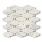 Calacatta Gold Marble Honed Octave Pattern Mosaic Tile w/ Calacatta Gold Dots - American Tile Depot