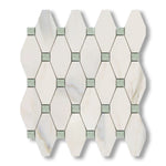 Calacatta Gold Marble Honed Octave Pattern Mosaic Tile w/ Ming Green Dots - American Tile Depot