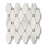 Calacatta Gold Marble Honed Octave Pattern Mosaic Tile w/ Ming Green Dots - American Tile Depot