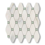 Calacatta Gold Marble Honed Octave Pattern Mosaic Tile w/ Ming Green Dots - American Tile Depot