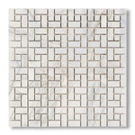 Calacatta Gold Marble Honed Pinwheel Mosaic Tile w/ Calacatta Gold Dots - American Tile Depot