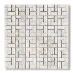 Calacatta Gold Marble Honed Pinwheel Mosaic Tile w/ Calacatta Gold Dots - American Tile Depot
