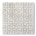Calacatta Gold Marble Honed Pinwheel Mosaic Tile w/ Calacatta Gold Dots - American Tile Depot
