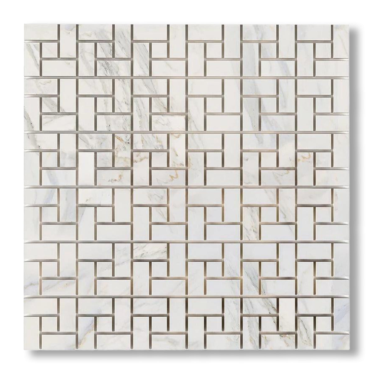 Calacatta Gold Marble Polished Pinwheel Mosaic Tile w/ Calacatta Gold Dots - American Tile Depot