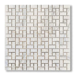 Calacatta Gold Marble Honed Pinwheel Mosaic Tile w/ Calacatta Gold Dots - American Tile Depot