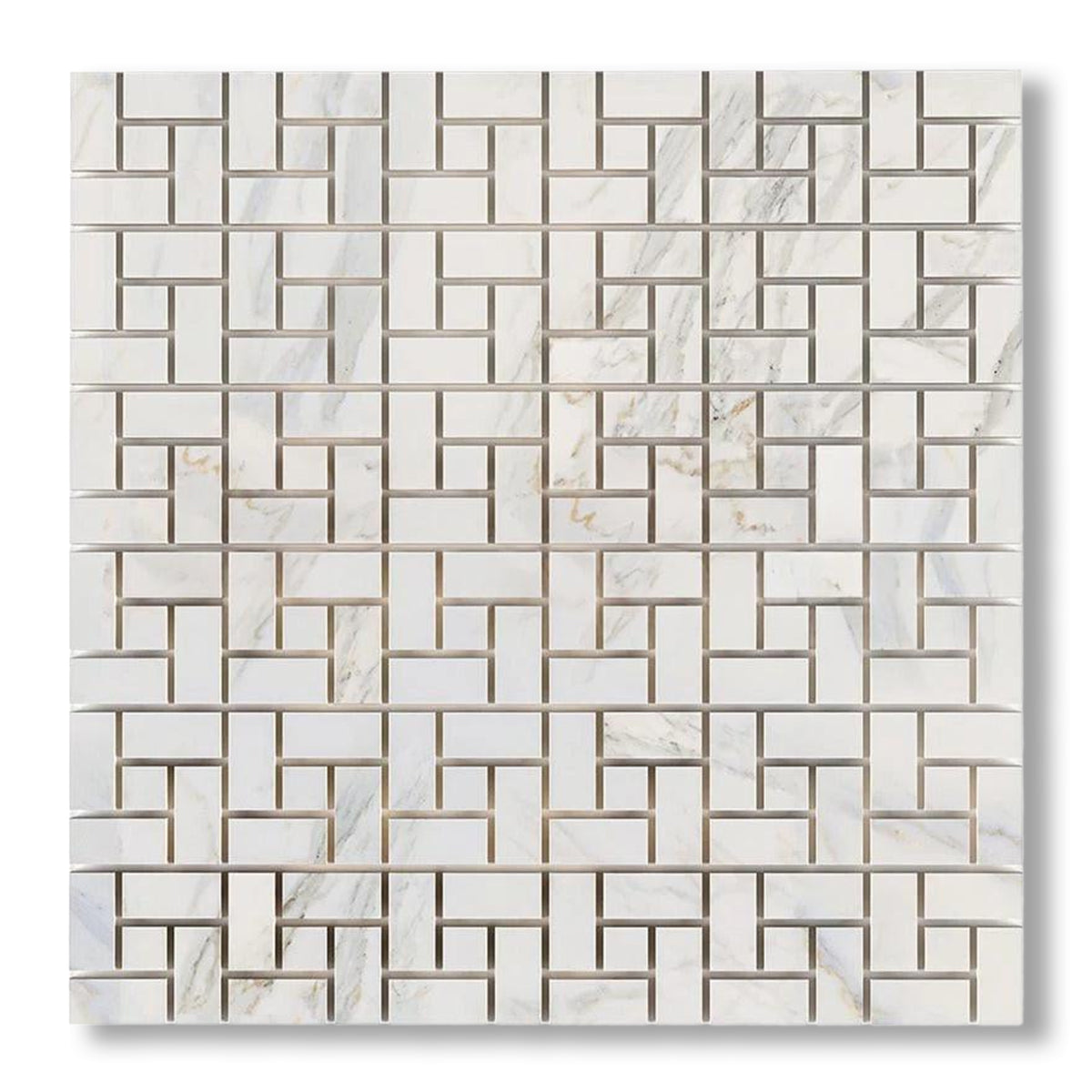 Calacatta Gold Marble Polished Pinwheel Mosaic Tile w/ Calacatta Gold Dots - American Tile Depot