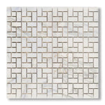 Calacatta Gold Marble Polished Pinwheel Mosaic Tile w/ Calacatta Gold Dots - American Tile Depot
