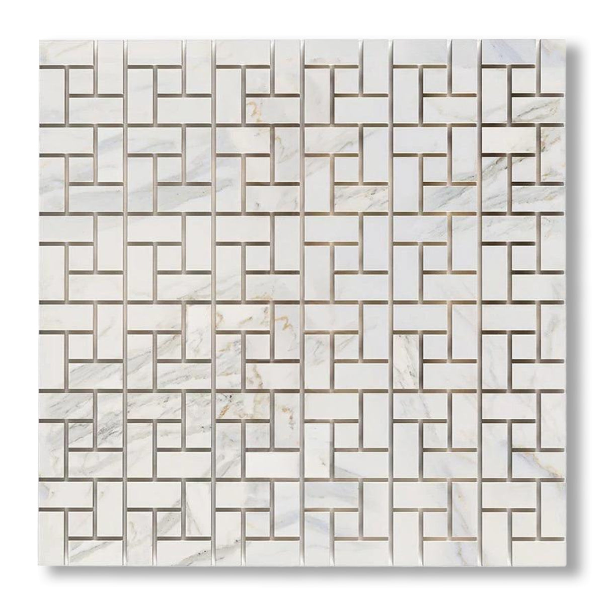 Calacatta Gold Marble Honed Pinwheel Mosaic Tile w/ Calacatta Gold Dots - American Tile Depot
