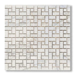 Calacatta Gold Marble Polished Pinwheel Mosaic Tile w/ Calacatta Gold Dots - American Tile Depot
