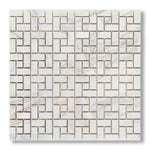 Calacatta Gold Marble Polished Pinwheel Mosaic Tile w/ Calacatta Gold Dots - American Tile Depot
