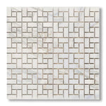 Calacatta Gold Marble Honed Pinwheel Mosaic Tile w/ Calacatta Gold Dots - American Tile Depot