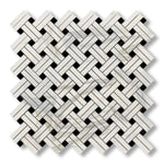 Calacatta Gold Marble Honed Stanza Basketweave Mosaic Tile w/ Black Dots - American Tile Depot