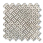 Calacatta Gold Marble Honed Stanza Basketweave Mosaic Tile w/ Calacatta Gold Dots - American Tile Depot
