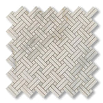 Calacatta Gold Marble Honed Stanza Basketweave Mosaic Tile w/ Calacatta Gold Dots - American Tile Depot