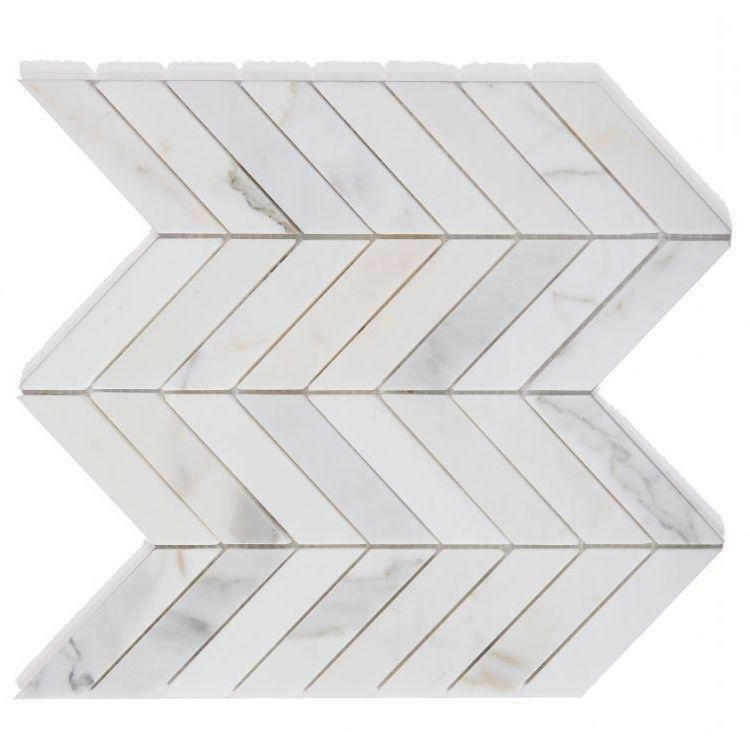 Calacatta Gold Marble Polished 1.5x6 Chevron Mosaic Tile Calacatta Gold Marble Polished 1.5x6 Chevron Mosaic Tile - American Tile Depot